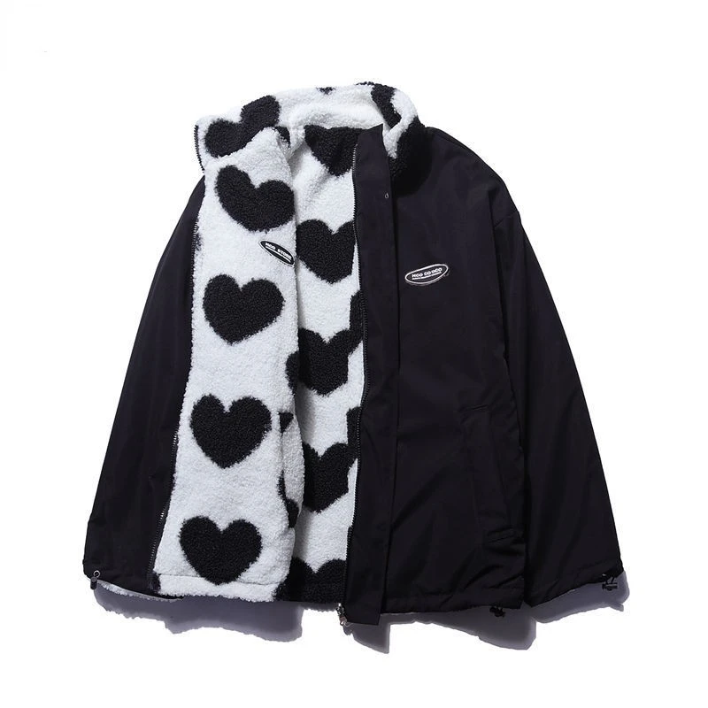 Fleece-Lined Reversible Jacket | Cozy and Cute | Heart Print Design