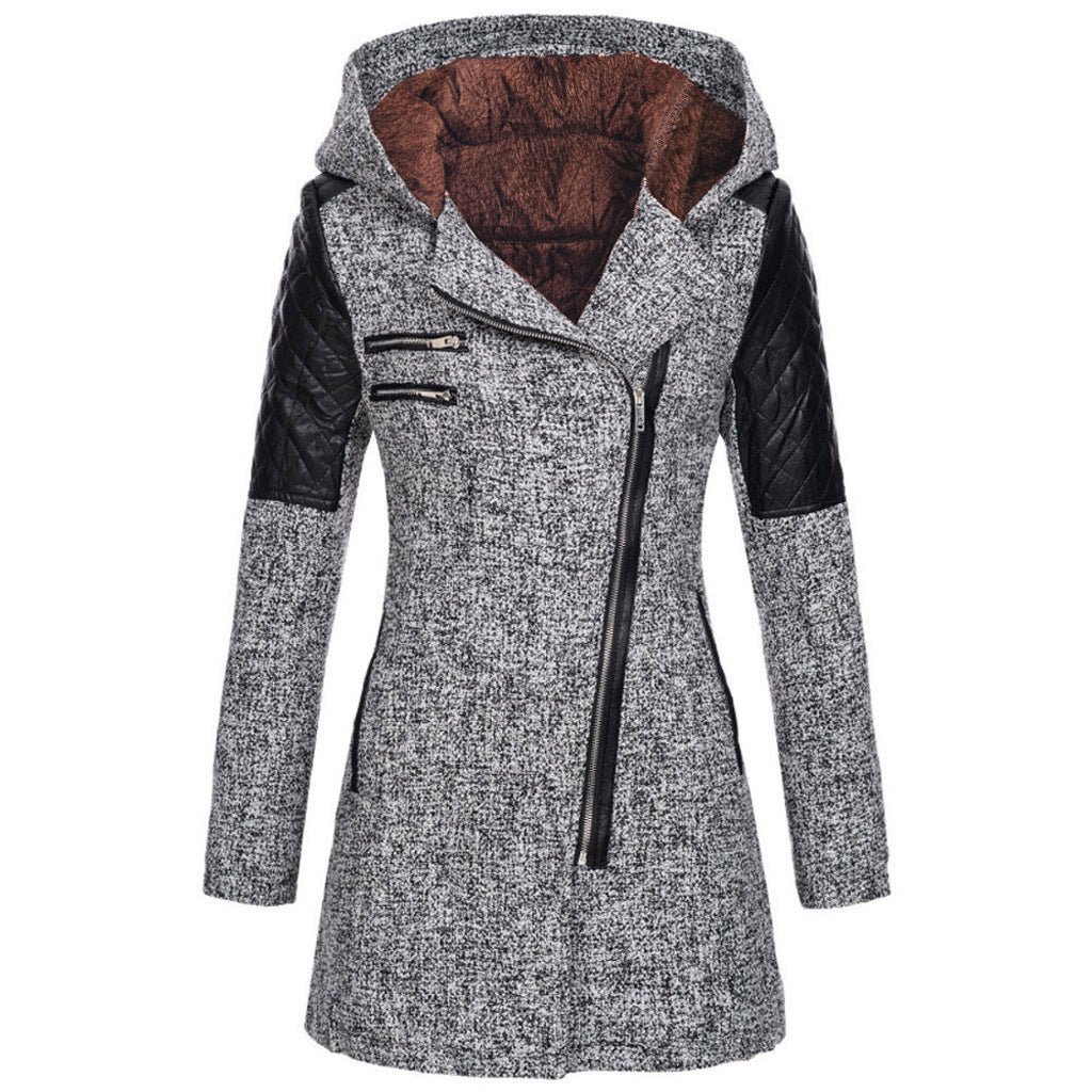 Wool-Blend Coat with Faux Leather Sleeves | Edgy & Warm | Tailored Fit