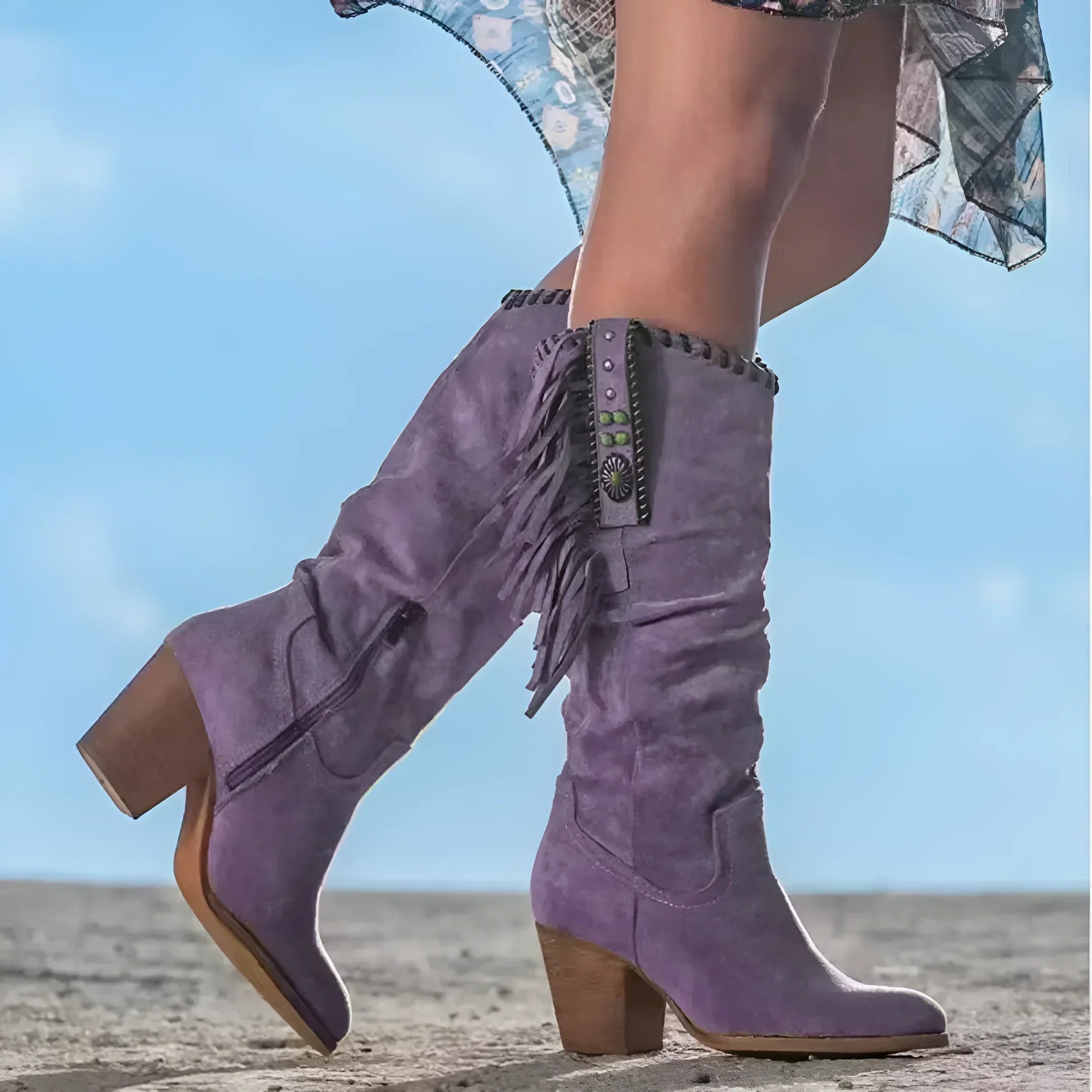 Fringe Western Boots | Knee-High & Stylish | Boho-Chic Look