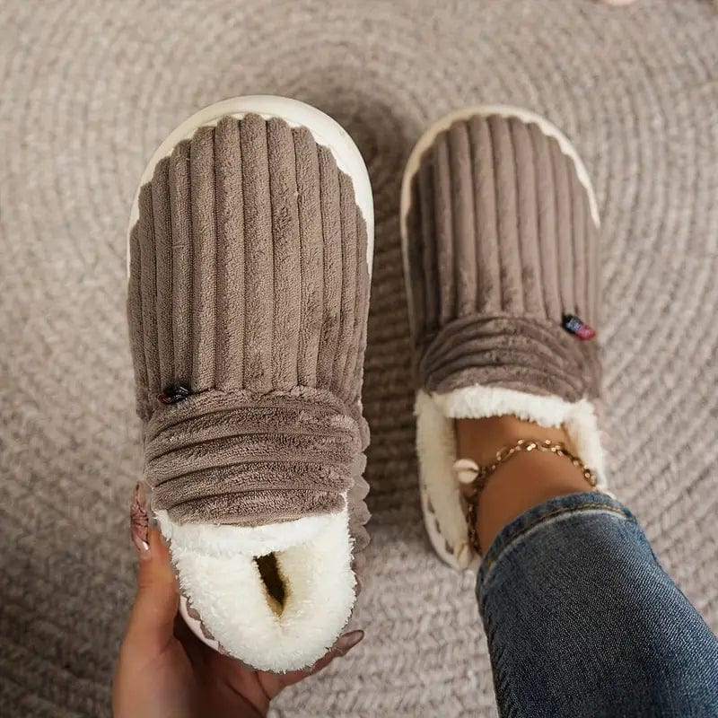 Cozy Corduroy Slippers | Fleece-Lined & Non-Slip | Warm & Comfortable