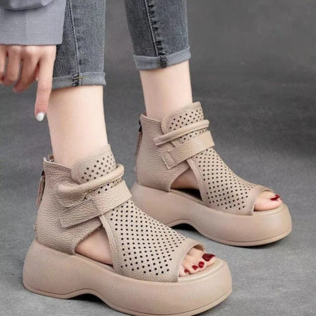 Platform Ankle Sandals | Perforated Design | Bold & Comfortable