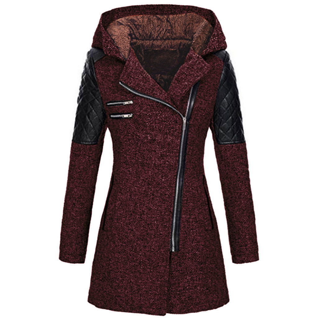 Wool-Blend Coat with Faux Leather Sleeves | Edgy & Warm | Tailored Fit