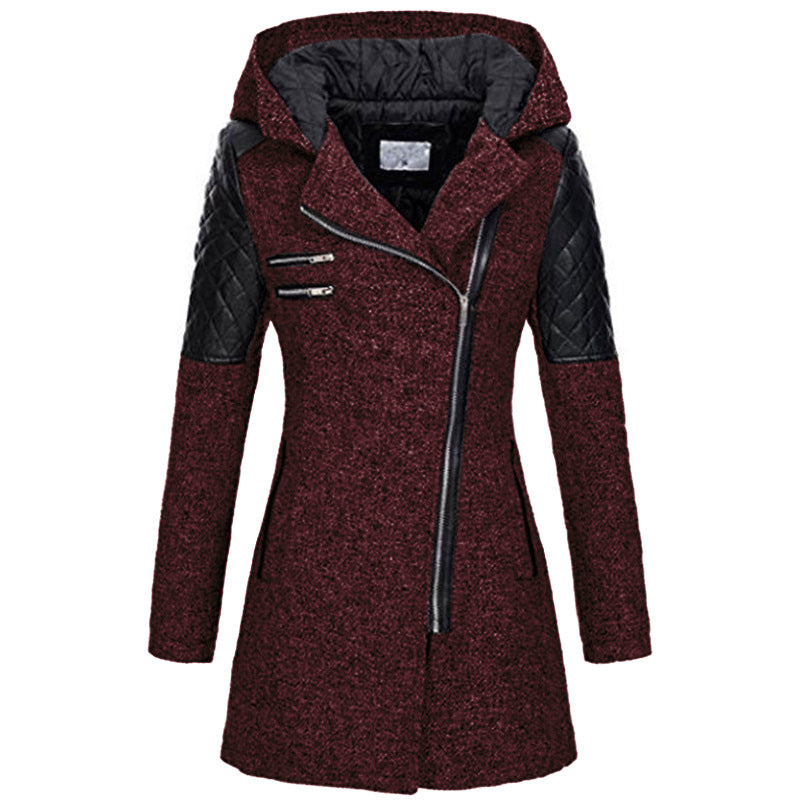 Wool-Blend Coat with Faux Leather Sleeves | Edgy & Warm | Tailored Fit