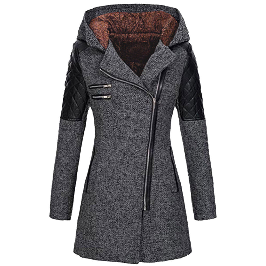 Wool-Blend Coat with Faux Leather Sleeves | Edgy & Warm | Tailored Fit