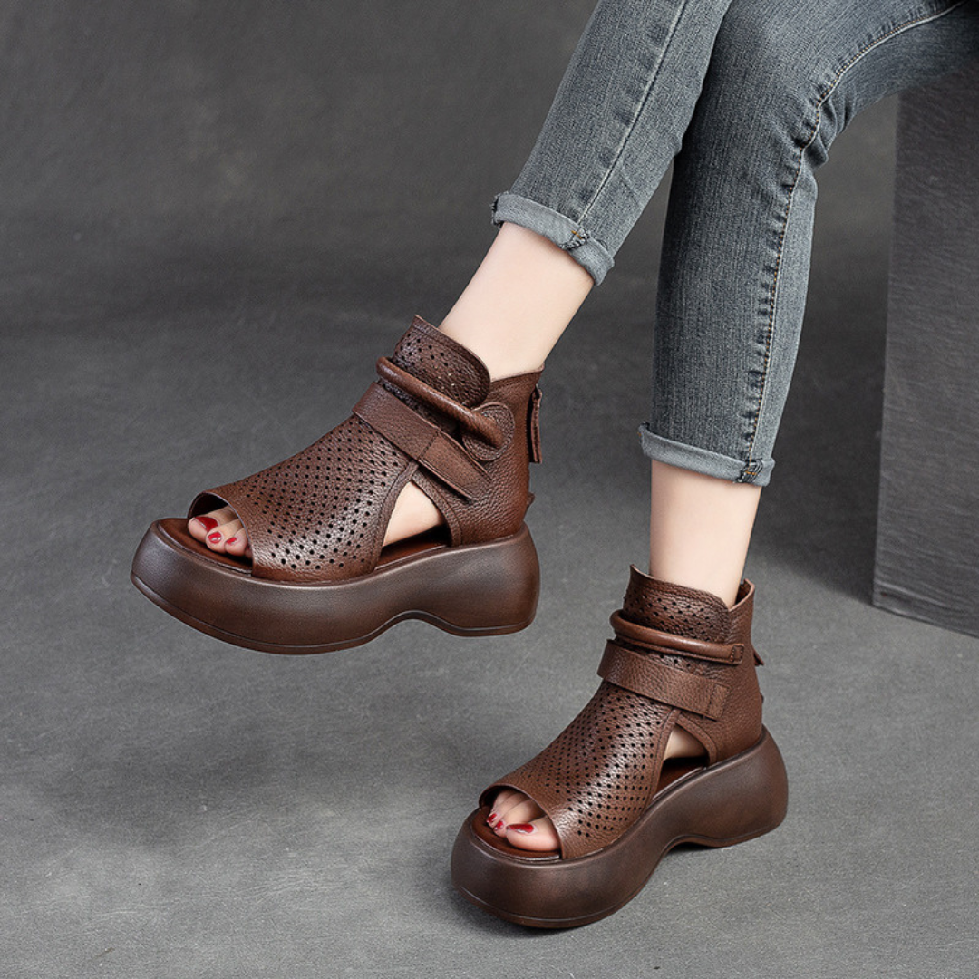 Platform Ankle Sandals | Perforated Design | Bold & Comfortable