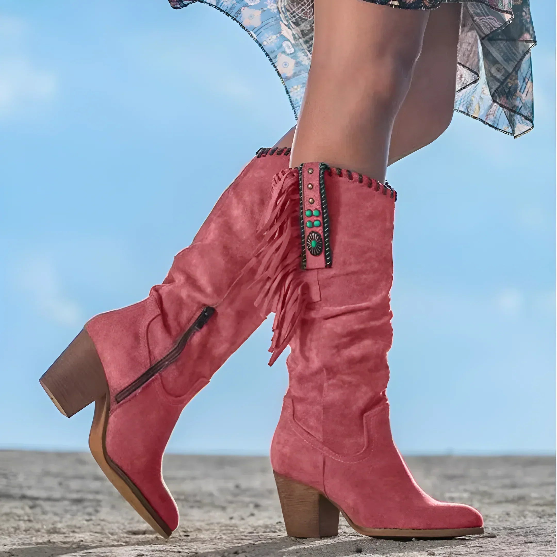 Fringe Western Boots | Knee-High & Stylish | Boho-Chic Look