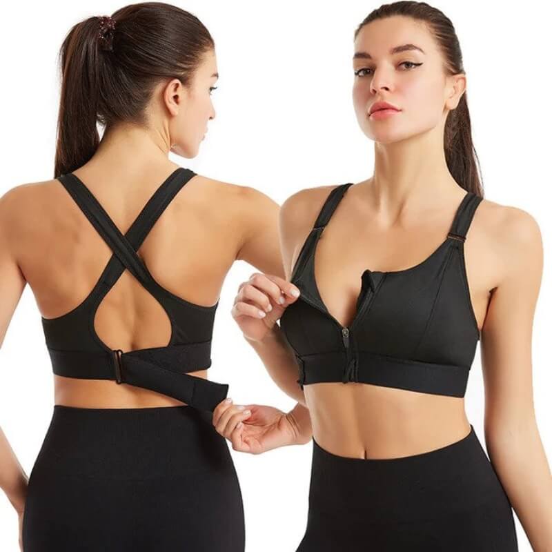 High-Support Sports Bra | Front Zip | Adjustable Fit