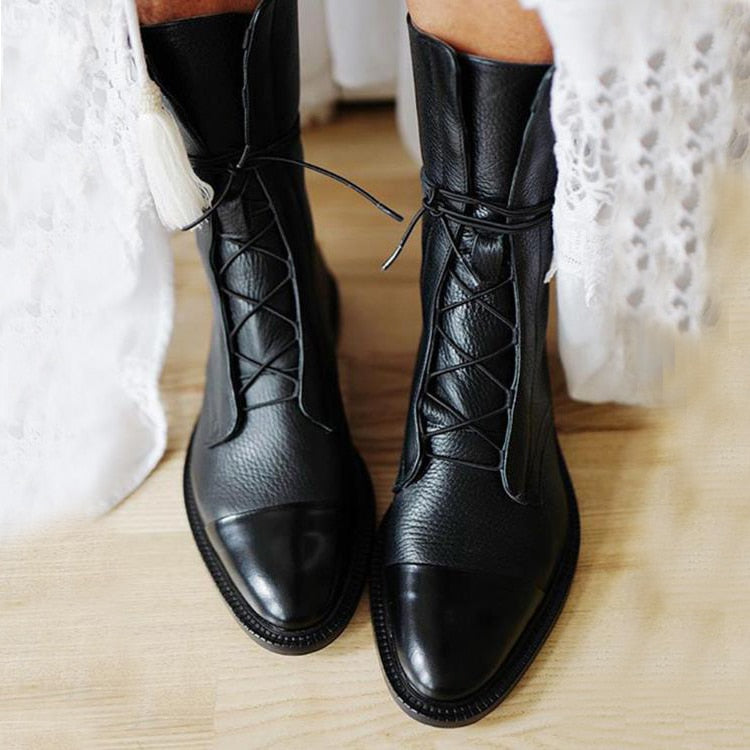 Lace-Up Leather Ankle Boots | Elegant & Edgy | Timeless Style