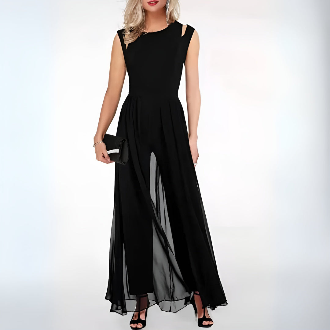 Sleeveless Chiffon Jumpsuit | Sheer Overlay | Elegant & Chic