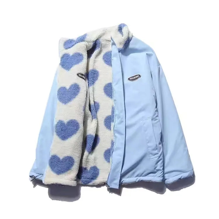 Fleece-Lined Reversible Jacket | Cozy and Cute | Heart Print Design