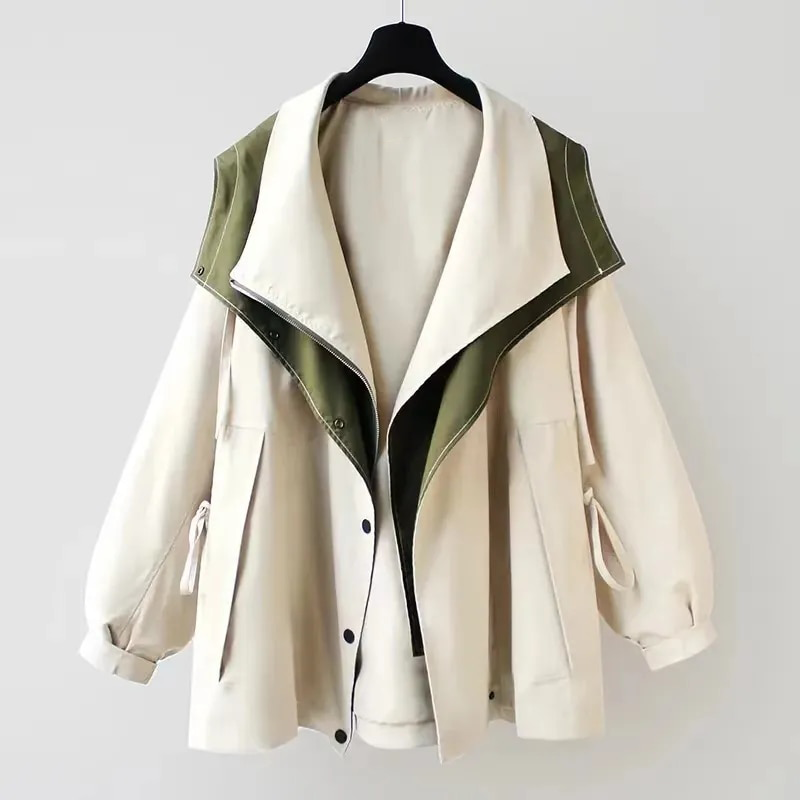 Oversized Contrast Collar Jacket | Cotton Blend | Bold and Modern