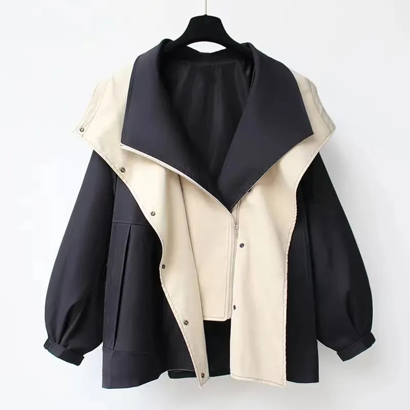 Oversized Contrast Collar Jacket | Cotton Blend | Bold and Modern