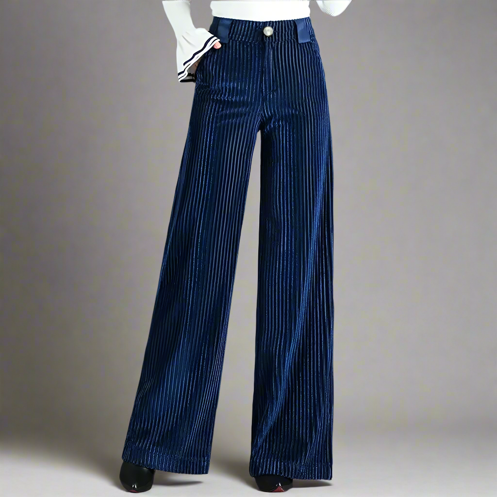 Pleated Corduroy Wide-Leg Pants | High-Waisted | Elegant & Flowy