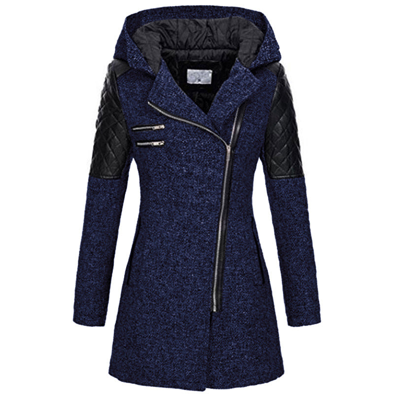 Wool-Blend Coat with Faux Leather Sleeves | Edgy & Warm | Tailored Fit