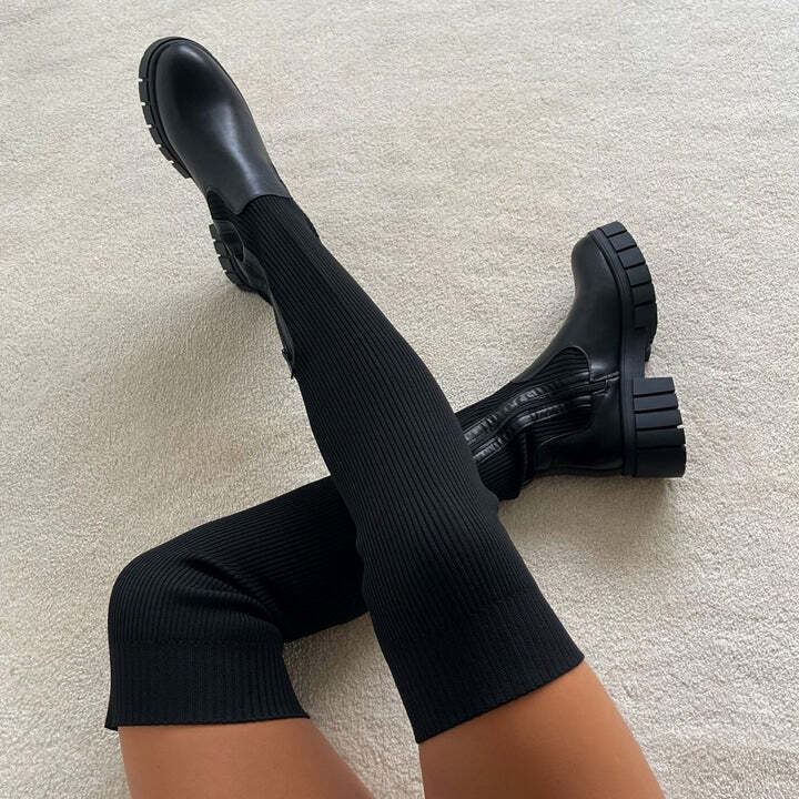 Knee-High Sock Boots | Chunky Sole | Trendy & Comfortable