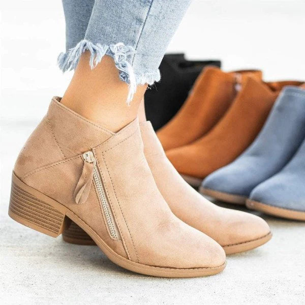 Faux Suede Ankle Boots | Block Heel | Timeless and Versatile