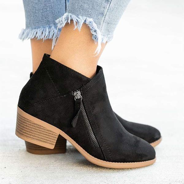 Faux Suede Ankle Boots | Block Heel | Timeless and Versatile