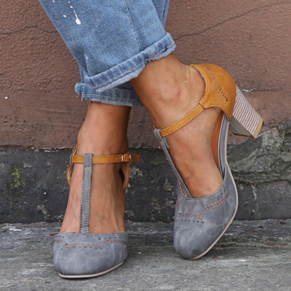 Vintage-Style T-Strap Heels | Two-Tone | Classic and Comfortable