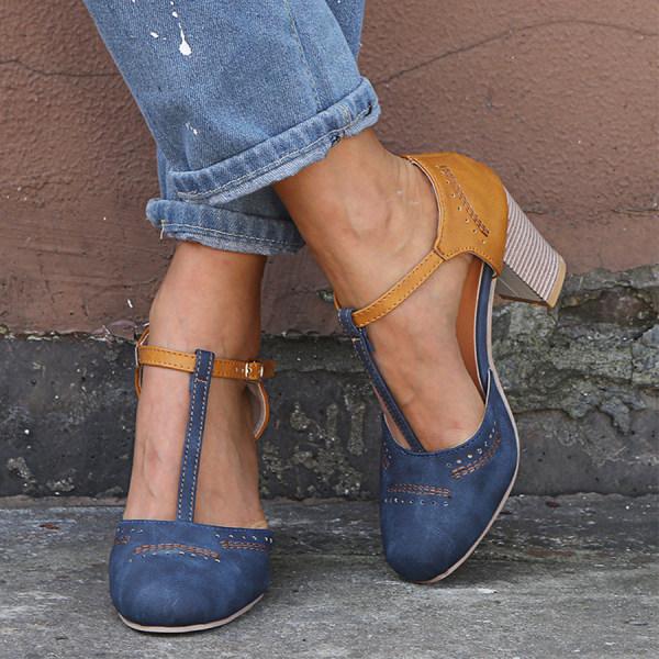 Vintage-Style T-Strap Heels | Two-Tone | Classic and Comfortable