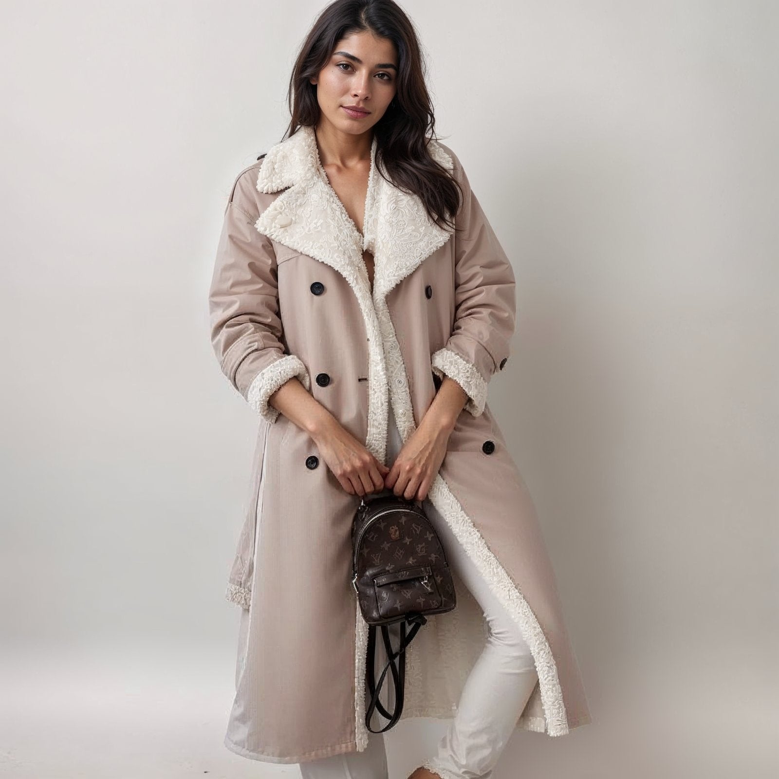 Faux Leather Shearling Coat | Warm & Stylish | Belted Longline Design