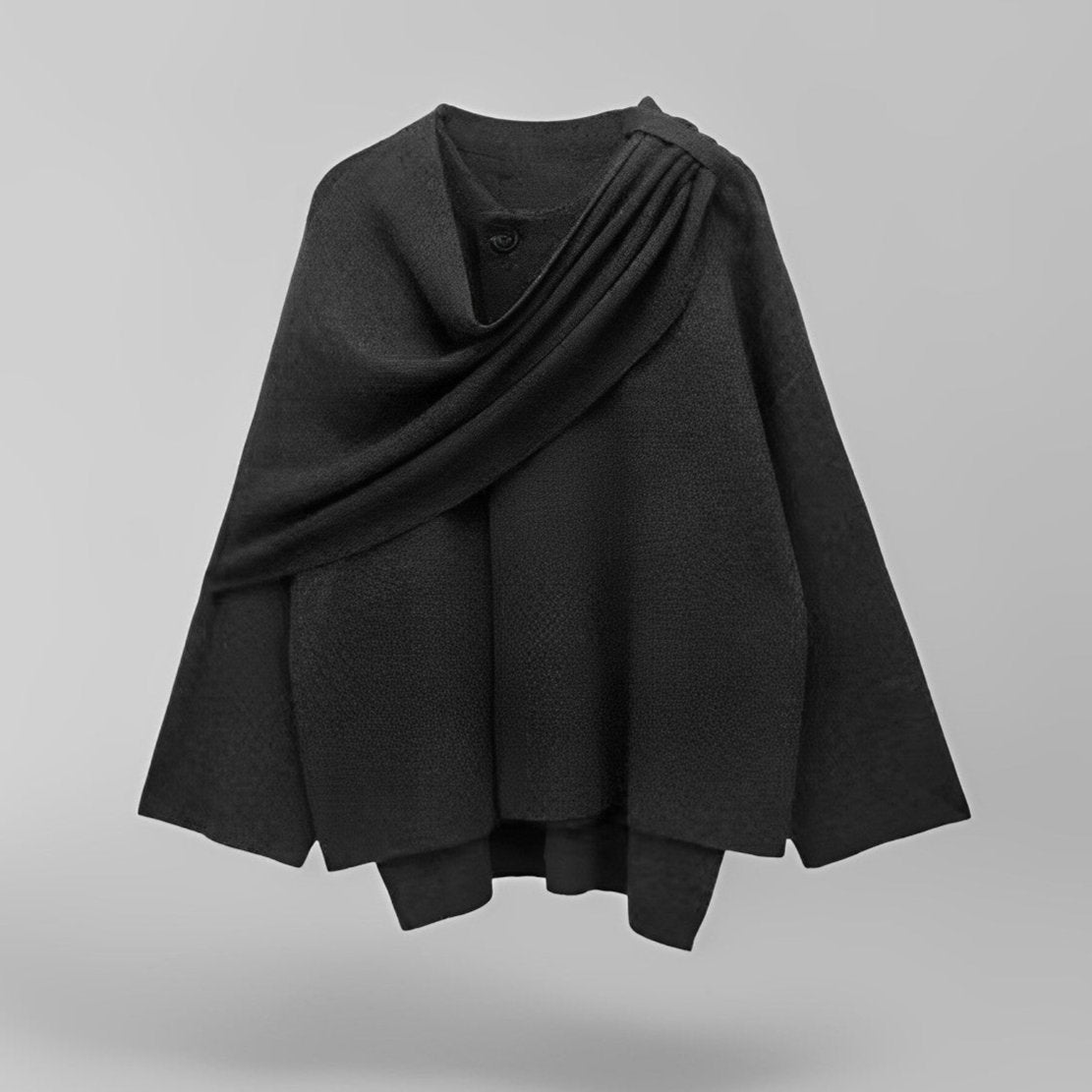 Asymmetrical Layered Poncho | Soft Polyester Blend | Elegant and Versatile