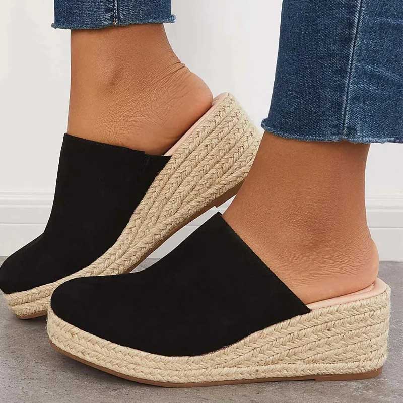 Espadrille Wedge Mules | Suede-Like | Casual & Chic