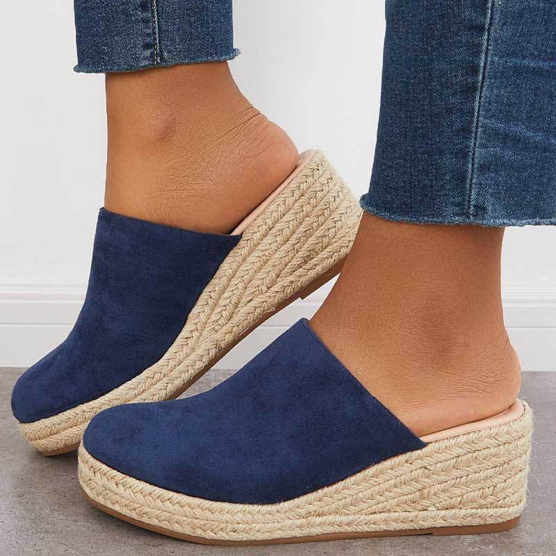 Espadrille Wedge Mules | Suede-Like | Casual & Chic