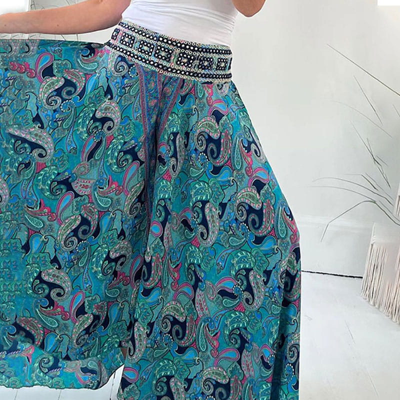 Boho Paisley Wide-Leg Pants | Flowy & Comfortable | Vacation Ready